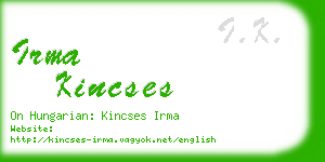 irma kincses business card